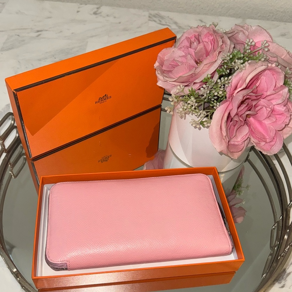Authentic HERMES Azap Silk In Couchevel Leather Zip Around Long Wallet.